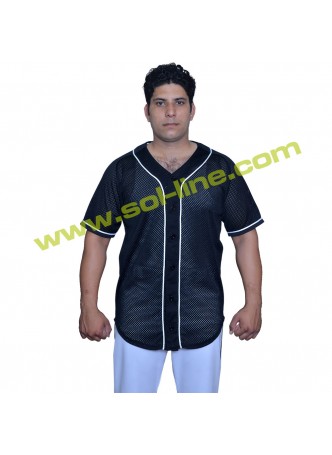 Light Weight Mesh Six Button Down White Stripe Half Sleeve Jerseys